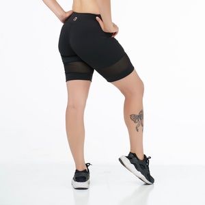 Work Out Plan Black Biker Shirts With Mesh Detail